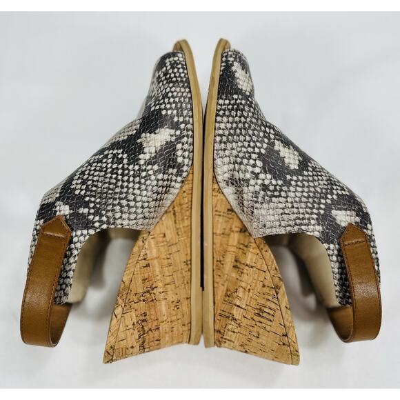 Dolce Vita dv8 Sandals Sz-7 Gray Snake Print Cork Wedge Strap Buckle Trendy - Picture 8 of 16